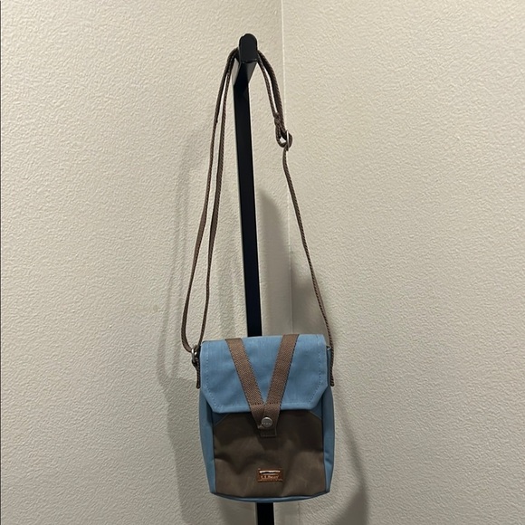 L.L. Bean Blue and Brown Messenger Bag with Adjustable Strap - Picture 1 of 6